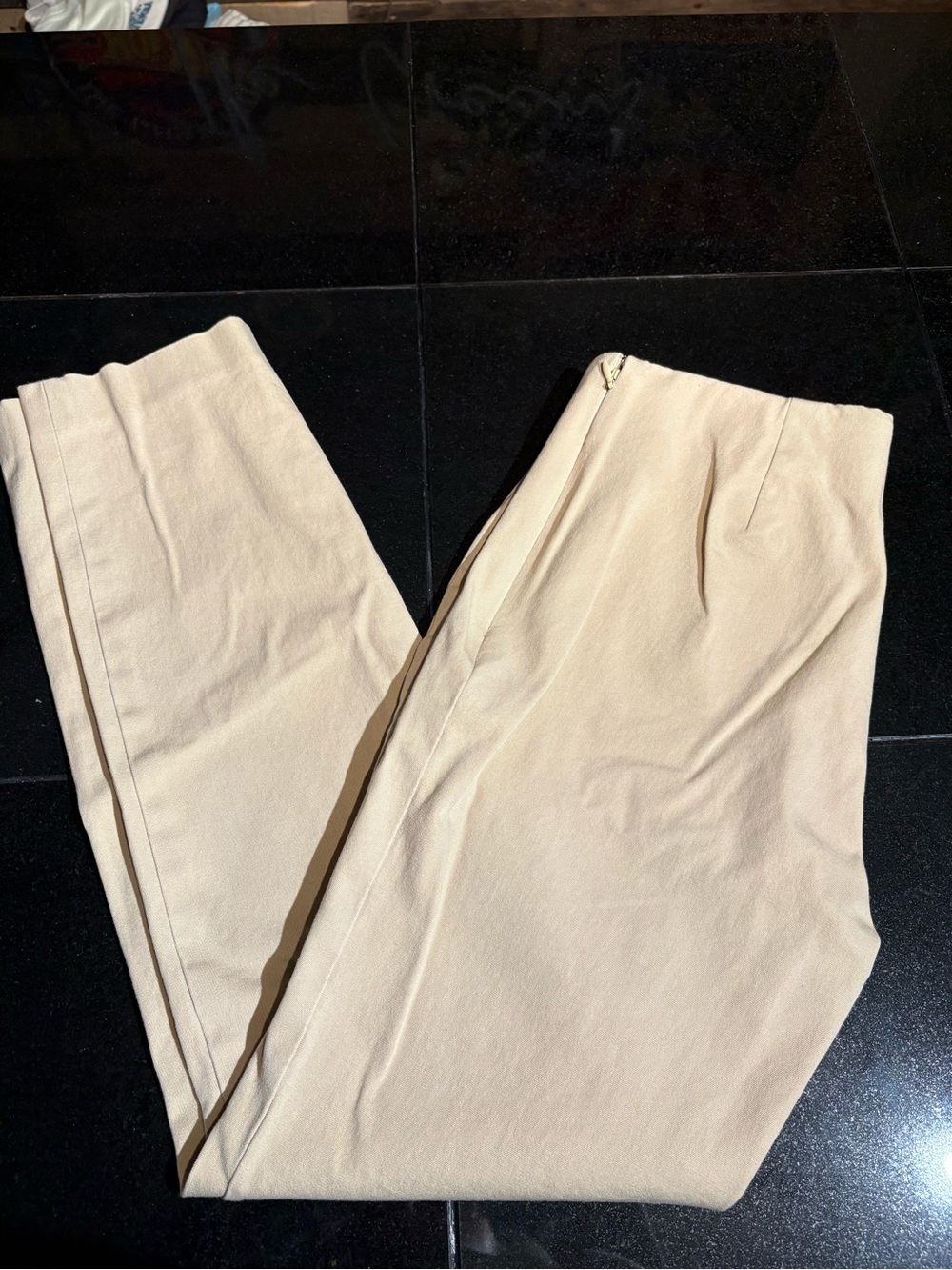 Lauren Ralph Lauren Flat Front High Rise Side Zip Slim Dress Pants Birch Tan